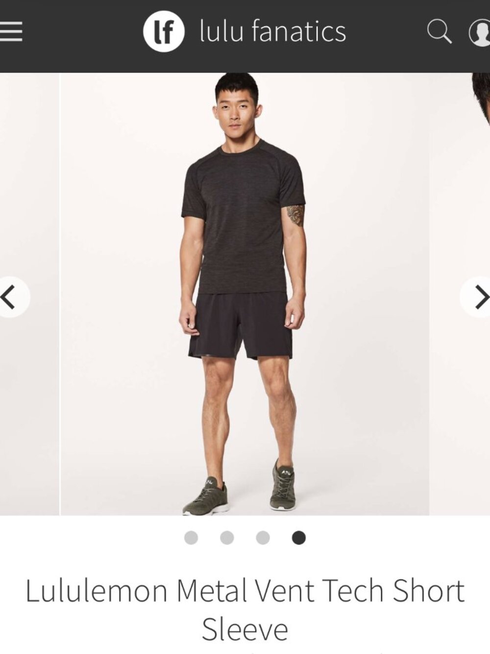 lululemon Metal Vent Tech Short Sleeve in Black, size XL